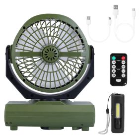 20000mAh Rechargeable Oscillating Camping Fan with Flashlight Hanging Hook Remote Control Portable Fan for Tent Emergency Power Bank Desk Fan wit