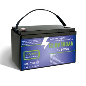 12V 100Ah LiFePO4 Battery, Lithium Battery Built-in 100A BMS 1280Wh, Deep Cycle Battery Up to 12000 Cycle Times, Iron Phosphate Battery for RV, S